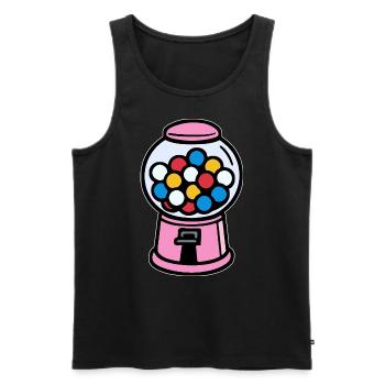 Pinker Retro Kaugummiautomat - Männer Premium Bio Tank Top - Schwarz - Vorne - AI Model Male 178 light (178cm)