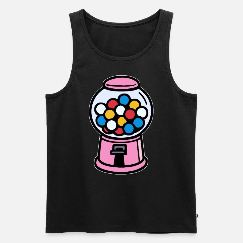 Pinker Retro Kaugummiautomat - Männer Premium Bio Tank Top - Schwarz