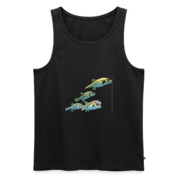 blowfish puffer fish fisherman fish animal animals - Men's Premium Organic Tank Top - black - Front - AI Model Male 178 light (178cm)