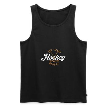 Hockey Eat Sleep Repeat Player Fan Gift - Men's Premium Organic Tank Top - black - Front - AI Model Male 178 light (178cm)