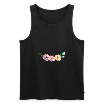 Papierschiff mit Aquarell Blumen - Männer Premium Bio Tank Top - Schwarz - Vorne - AI Model Male 178 light (178cm)