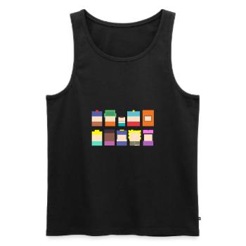 Un parc dans les personnages de dessins animés du sud - Débardeur bio Premium Homme - noir - Devant - AI Model Male 178 light (178cm)