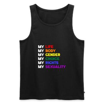 My Life My Body My Gender My Choice My Rights - Men's Premium Organic Tank Top - black - Front - Michal (187cm)