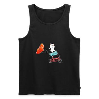Radeln Katze Radfahrer Fahrrad Singt Rad - Männer Premium Bio Tank Top - Schwarz - Vorne - AI Model Male 178 light (178cm)