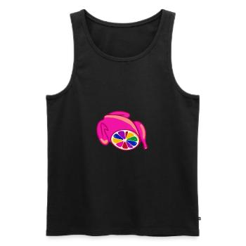 chicken, chicken, pink chicken,comic,LGBT - Men's Premium Organic Tank Top - black - Front - AI Model Male 178 light (178cm)