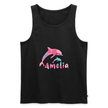 amelia, définir, coloré, nom, peinture, rose - Débardeur bio Premium Homme - noir - Devant - AI Model Male 178 light (178cm)