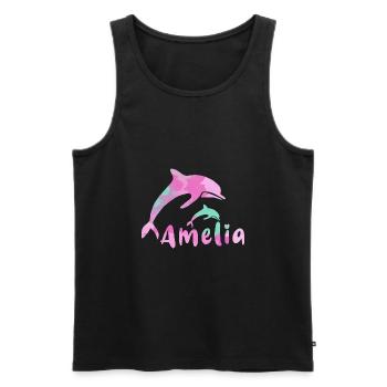 amelia, définir, coloré, nom, peinture, rose - Débardeur bio Premium Homme - noir - Devant - AI Model Male 178 light (178cm)