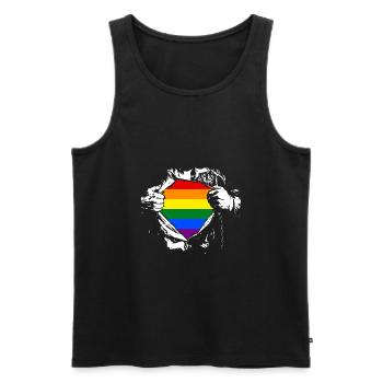 Gay Pride - Supergay - Men's Premium Organic Tank Top - black - Front - AI Model Male 178 light (178cm)