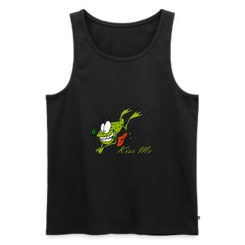 La grenouille Kiss Me - Débardeur bio Premium Homme - noir - Devant - Michal (187cm)