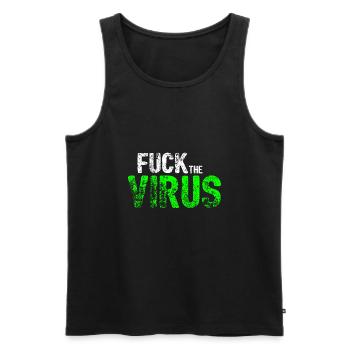 Corona Fuck the Virus Used Look - Débardeur bio Premium Homme - noir - Devant - AI Model Male 178 light (178cm)