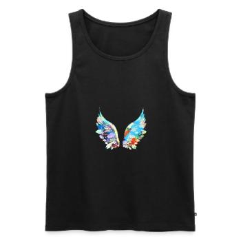 angelwings,flügel,aquarell,bunt,engelsflügel - Männer Premium Bio Tank Top - Schwarz - Vorne - AI Model Male 178 light (178cm)