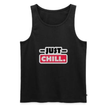 Just Chill Text Logo - Männer Premium Bio Tank Top - Schwarz - Vorne - AI Model Male 178 light (178cm)