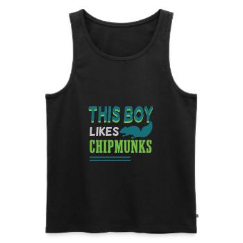 Boy Likes Chipmunks Cute Forest Animal - Men's Premium Organic Tank Top - black - Front - AI Model Male 178 light (178cm)