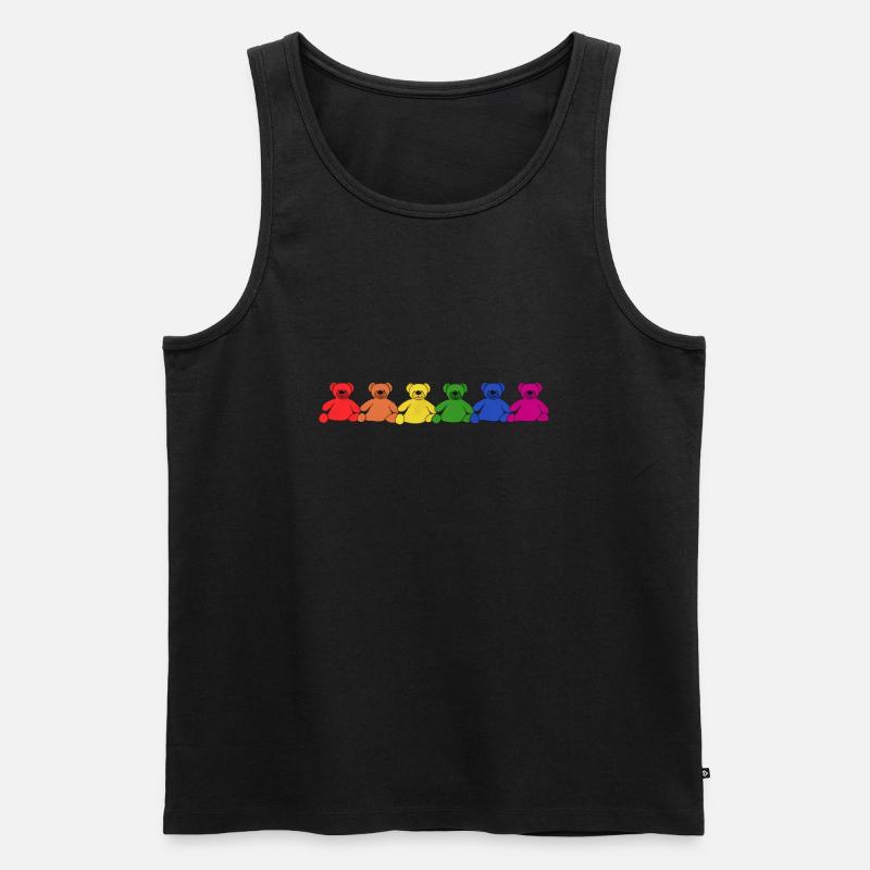 Regenbogen Teddys - Männer Premium Bio Tank Top - Schwarz