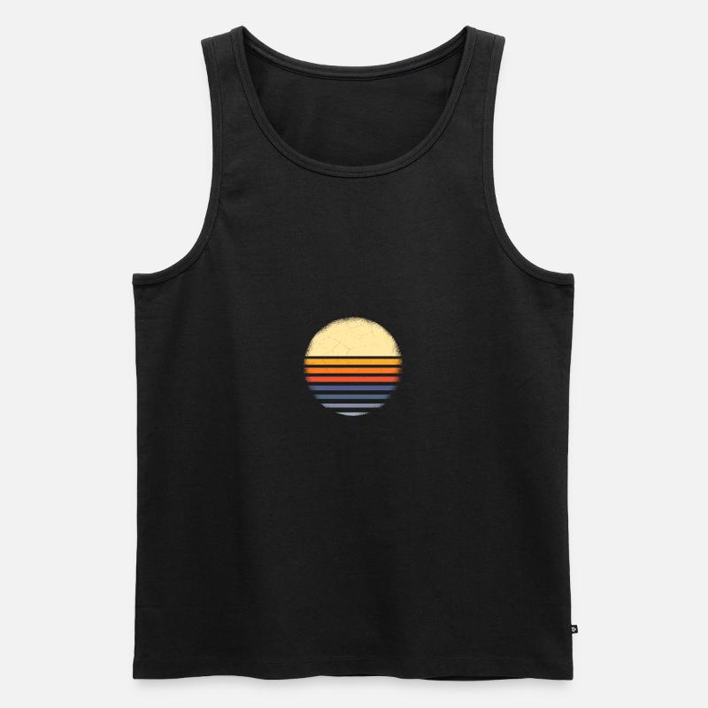 Retro Sunset - Männer Premium Bio Tank Top - Schwarz