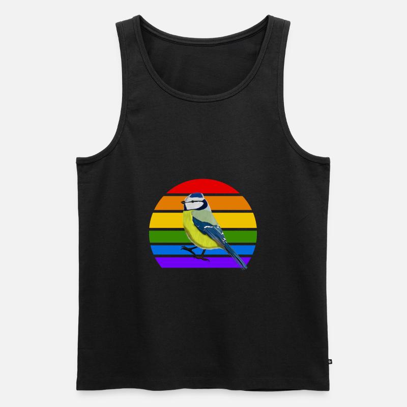 Blaumeise Vogel Regenbogen Vielfalt Singvogel - Männer Premium Bio Tank Top - Schwarz