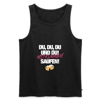 Mitkommen Saufen - Männer Premium Bio Tank Top - Schwarz - Vorne - AI Model Male 178 light (178cm)