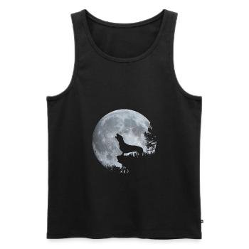 Dackel Mond - Männer Premium Bio Tank Top - Schwarz - Vorne - Michal (187cm)