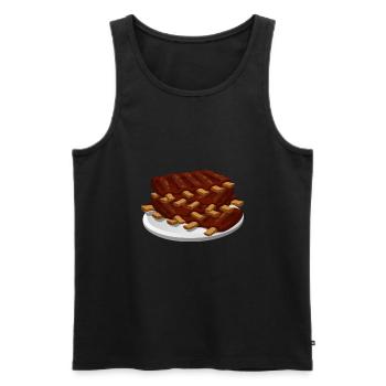 côtes levées nourriture viande de porc - Débardeur bio Premium Homme - noir - Devant - AI Model Male 178 light (178cm)