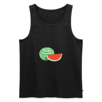 HELLO SUMMER - Men's Premium Organic Tank Top - black - Front - AI Model Male 178 light (178cm)