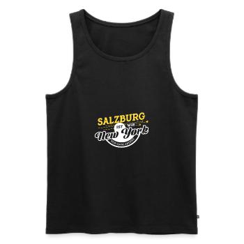 Salzburg, like New York, is very different. - Men's Premium Organic Tank Top - black - Front - AI Model Male 178 light (178cm)