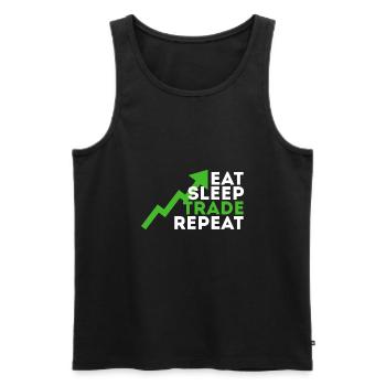 Eat Sleep Trade Repeat - Men's Premium Organic Tank Top - black - Front - AI Model Male 178 light (178cm)