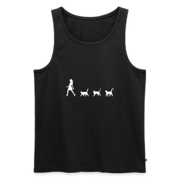 Femme avec des chats Followers drôle de silhouette de chat - Débardeur bio Premium Homme - noir - Devant - Michal (187cm)