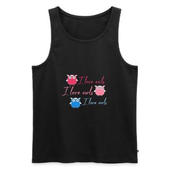 Owls, Comic, nerd, mint, geek, trio,love - Men's Premium Organic Tank Top - black - Front - Michal (187cm)