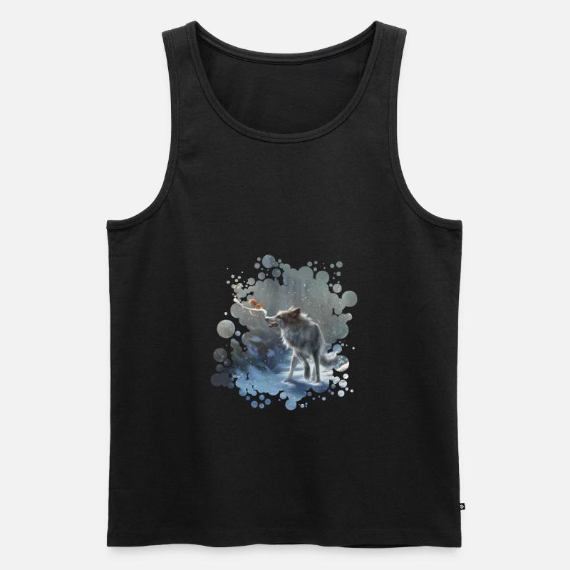 Wolf Eichhörnchen Winter - Männer Premium Bio Tank Top - Schwarz