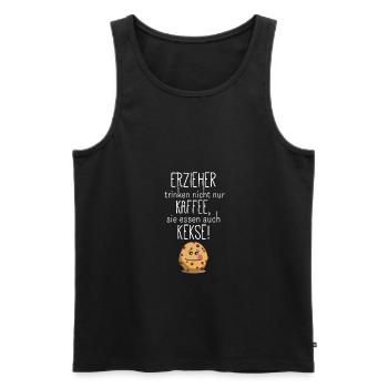 Erzieher essen auch Kekse - Männer Premium Bio Tank Top - Schwarz - Vorne - Michal (187cm)