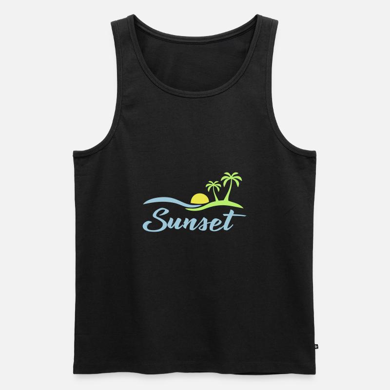 Sunset beach - Männer Premium Bio Tank Top - Schwarz