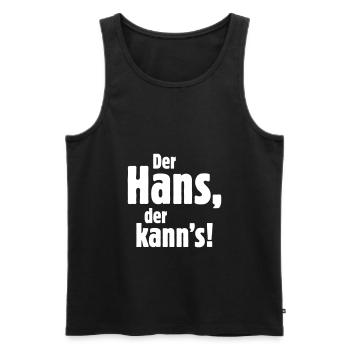 Der Hans, der kann's! - Männer Premium Bio Tank Top - Schwarz - Vorne - AI Model Male 178 light (178cm)
