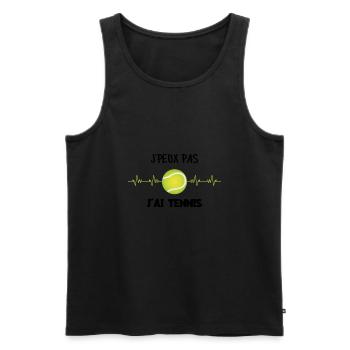 J'peux pas j'ai tennis, t-shirt tennis, tennisman - Débardeur bio Premium Homme - noir - Devant - AI Model Male 178 light (178cm)