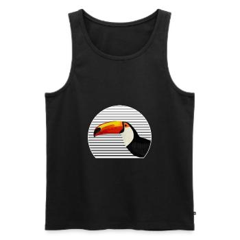 Observateur d'oiseaux amoureux des oiseaux Toucan - Débardeur bio Premium Homme - noir - Devant - AI Model Male 178 light (178cm)