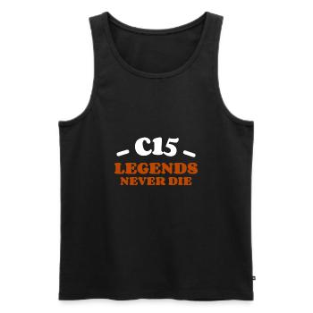 C15 legends never die - Débardeur bio Premium Homme - noir - Devant - AI Model Male 178 light (178cm)