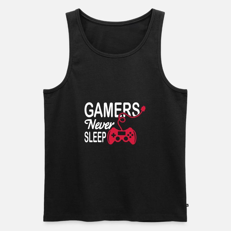 Gamers Never Sleep - Männer Premium Bio Tank Top - Schwarz