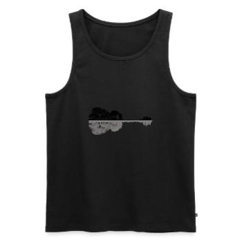 Acoustic Guitar Music City Nature Tree Harmony Bla - Men's Premium Organic Tank Top - black - Front - AI Model Male 178 light (178cm)