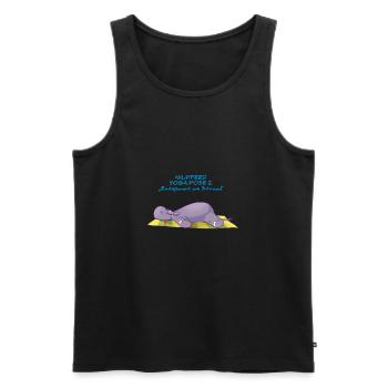 Inge Hippo Yoga Pose 2 "Relaxed on the beach" - Men's Premium Organic Tank Top - black - Front - AI Model Male 178 light (178cm)