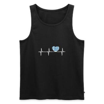 Greece Flag Flag Greece Heartbeat - Men's Premium Organic Tank Top - black - Front - AI Model Male 178 light (178cm)