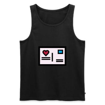 Lettre d'amour carte postale pour la Saint-Valentin - Débardeur bio Premium Homme - noir - Devant - AI Model Male 178 light (178cm)