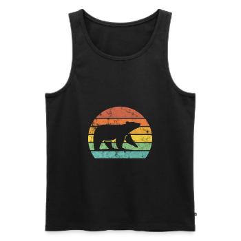 Ours rétro coucher de soleil grunge - Débardeur bio Premium Homme - noir - Devant - Michal (187cm)