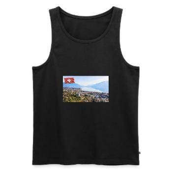 Vevey, Schweiz. - Männer Premium Bio Tank Top - Schwarz - Vorne - AI Model Male 178 light (178cm)