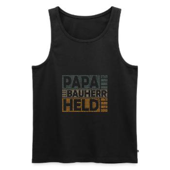 Builder Papa Hero Saying Funny for Topping-out Ceremony - Men's Premium Organic Tank Top - black - Front - AI Model Male 178 light (178cm)