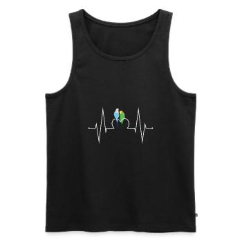 Budgerigar Heartbeat - Débardeur bio Premium Homme - noir - Devant - AI Model Male 178 light (178cm)