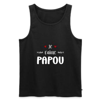 je t'aime papou - Débardeur bio Premium Homme - noir - Devant - Michal (187cm)