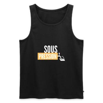 Sous pression idée cadeau apéro / fete /camping - Débardeur bio Premium Homme - noir - Devant - Michal (187cm)