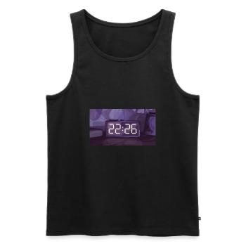 Pixel Art Time – 22:26 - Débardeur bio Premium Homme - noir - Devant - Michal (187cm)