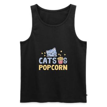 Chats et pop-corn Cute Kitty Popcorn et films - Débardeur bio Premium Homme - noir - Devant - Michal (187cm)