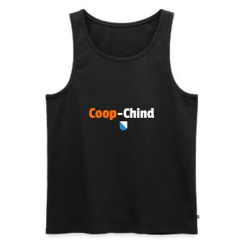 Coop-Chind - bischZüri - Männer Premium Bio Tank Top - Schwarz - Vorne - AI Model Male 178 light (178cm)