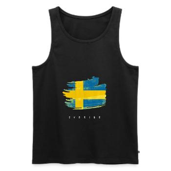 Suède Drapeau suédois Aquarelles - Débardeur bio Premium Homme - noir - Devant - Michal (187cm)